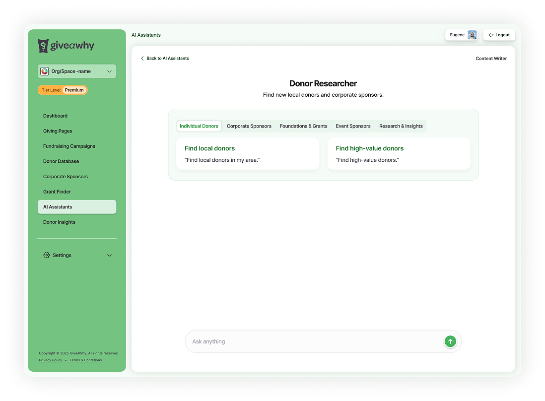 Donor Discovery and Engagement